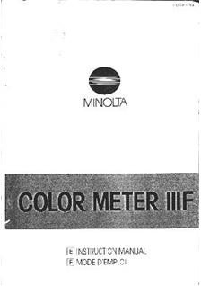 Minolta Color Meter 3 F Printed Manual